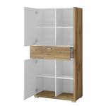 Highboard Lahntal hoogglans wit/gespleten eikenhouten look