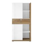 Highboard Lahntal hoogglans wit/gespleten eikenhouten look