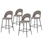 Chaises de bar Pignola (lot de 4) Tissu / Acier - Gris clair / Noir