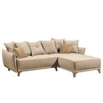 Ecksofa Rutherford I Webstoff Denga / Microfaser Laci: Beige / Ziernaht Beige - Longchair beidseitig montierbar