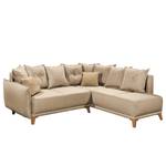 Ecksofa Rutherford II Webstoff Denga / Microfaser Laci: Beige / Ziernaht Beige - Ottomane beidseitig montierbar