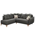 Ecksofa Rutherford II Webstoff Denga / Microfaser Laci: Graphit / Silber - Ottomane beidseitig montierbar