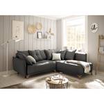 Ecksofa Rutherford II Webstoff Denga / Microfaser Laci: Graphit / Silber - Ottomane beidseitig montierbar