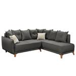 Ecksofa Rutherford II Webstoff Denga / Microfaser Laci: Graphit / Silber - Ottomane beidseitig montierbar