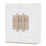 Credenza Toscana I Illuminazione inclusa - Bianco lucido / Effetto rovere Sonoma