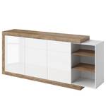 Sideboard Shipley I Hochglanz Weiß / Eiche Dekor