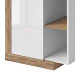 Credenza con vetrina Shipley Bianco lucido / Effetto rovere