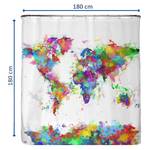Rideau de douche PS recyclé Planisphère Polyester - Multicolore - 180 x 180 cm