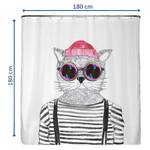 Recycling-Duschvorhang Hipster Katze Polyester - Mehrfarbig - 180 x 180 cm