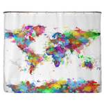 Gerecycleerd douchegordijn Wereldkaart polyester - meerdere kleuren - 240 x 200 cm