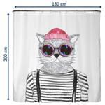 Duschvorhang Hipster Katze Berlin Polyester - Mehrfarbig - 180 x 200 cm