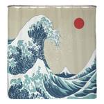 Antischimmel douchegordijn Japan Wave polyester - blauw