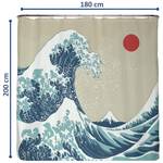 Antischimmel douchegordijn Japan Wave polyester - blauw