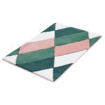 Tapis de bain Ayana Tissu - Vert / Rose vif - 100 x 60 cm