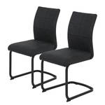 Chaises cantilever Playa (lot de 2) Microfibre / Acier - Anthracite / Noir