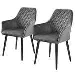 Chaises à accoudoirs VELVET (lot de 2) Polyester / Métal - Gris