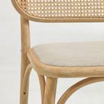 Esszimmerstuhl Porlo (2er-Set) Rattan & Webstoff / Eiche massiv - Rattan & Creme / Eiche - Eiche