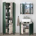 Salle de bain Linen II (3 éléments) Avec éclairage - Vert sapin / Imitation chêne Sanremo