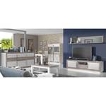 Credenza con vetrina Wilander Illuminazione inclusa - Bianco lucido / Effetto rovere Nelson