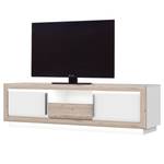 Tv-meubel Wilander incl. verlichting - hoogglans wit / Nelson eikenhouten look