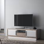 Mobile TV Wilander Illuminazione inclusa - Bianco lucido / Effetto rovere Nelson