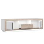 Mobile TV Wilander Illuminazione inclusa - Bianco lucido / Effetto rovere Nelson