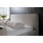 Gestoffeerd bed MATTIS geweven stof/massief eikenhout - Corduroy Poppy: Beige - 180 x 200cm - Met lattenbodem