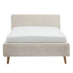 Gestoffeerd bed MATTIS geweven stof/massief eikenhout - Corduroy Poppy: Beige - 140 x 200cm - Met lattenbodem