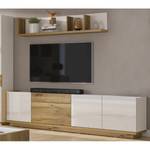 Ensemble meubles TV Lahntal (2 éléments) Blanc brillant / Imitation chêne à nœuds