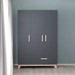 Armoire Jara Gris - En partie en bois massif - 134 x 200 x 52 cm