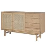 Sideboard TAYLOR 4 Schubladen Rattan / Eiche teilmassiv - Beige / Eiche