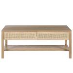 Salontafel TAYLOR rotan/deels massief eikenhout - beige/eikenhout