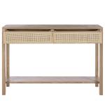 Tavolo consolle TAYLOR Rattan / Legno massello di quercia - Beige / Rovere