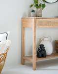 Wandtafel TAYLOR rotan/deels massief eikenhout - beige/eikenhout