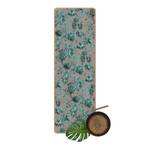 Tapis de yoga Gravure florale Face supérieure : liège<br>Face inférieure : caoutchouc naturel - Turquoise