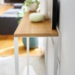 Sidetable Tower deels massief essenhout/staal - Wit - 60 x 81 cm