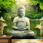 Vlies-fotobehang Buddhas Garten premium vlies - groen