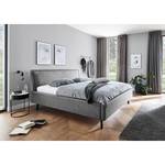 Lit capitonné Frieda Tissu Stenja: Gris - 180 x 200cm - Noir - Avec espace de rangement