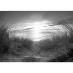 Vlies-fotobehang Strand premium vlies - zwart/wit