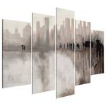 Wandbild City in the Rain (5-teilig) Leinwand - Grau - 200 x 100 cm