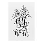 Afbeelding With All My Heart canvas - zwart/wit