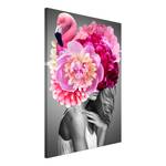 Quadro Flamingo Girl Tela - Rosa