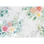 Papier peint intissé Flowery Marble Papier peint en intissé premium - Multicolore - Largeur : 250 cm