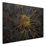 Afbeelding Flower in Gold canvas - zwart/goudkleurig - 90 x 60 cm