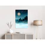 Wandbild Hazy Moon Leinwand - Blau - 60 x 90 cm