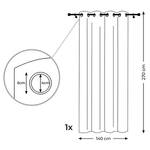 Tenda con anelli Ivette Poliestere - Color grigio chiaro - 140 x 270 cm