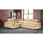 Ecksofa Twister Echtleder Maer: Beige - Ottomane davorstehend links