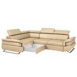 Ecksofa Twister Echtleder Maer: Beige - Ottomane davorstehend links