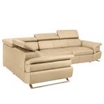 Ecksofa Twister Echtleder Maer: Beige - Ottomane davorstehend links