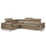 Ecksofa Twister Echtleder Maer: Taupe - Ottomane davorstehend links